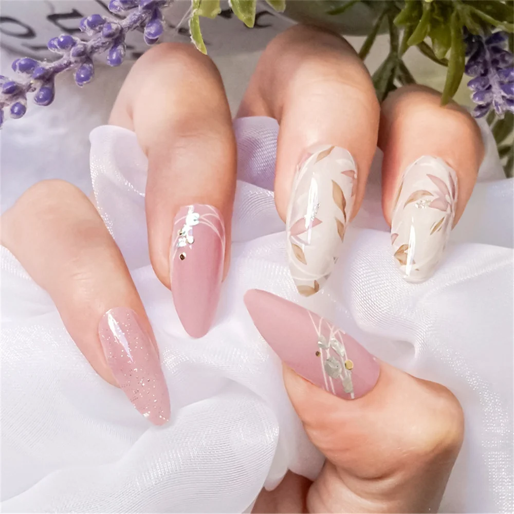 Adesivos de unhas florais para decoração, elegância francesa, adorável filme de esmalte para unhas, filme de esmalte sem assar, gel para unhas estilo japonês