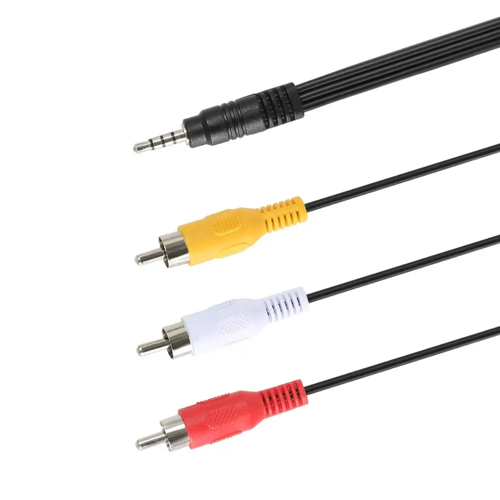 1M 3.5mm Jack To 3RCA Audio Video Cable AV Composite Cable Yellow White Red 3 RCA Male to Male Wire Cord for DVD TV Set-top Box