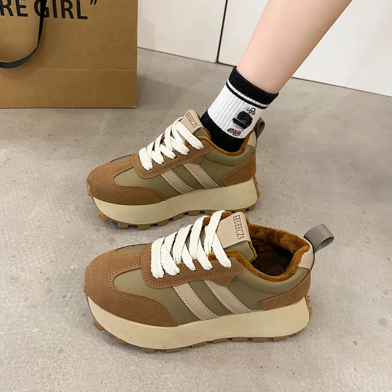 New Retro Women Shoes Platform Casual Sneakers Vintage Versatile Casual Lightweight Thick Sole Dad's Shoes Vulcanize Shoes