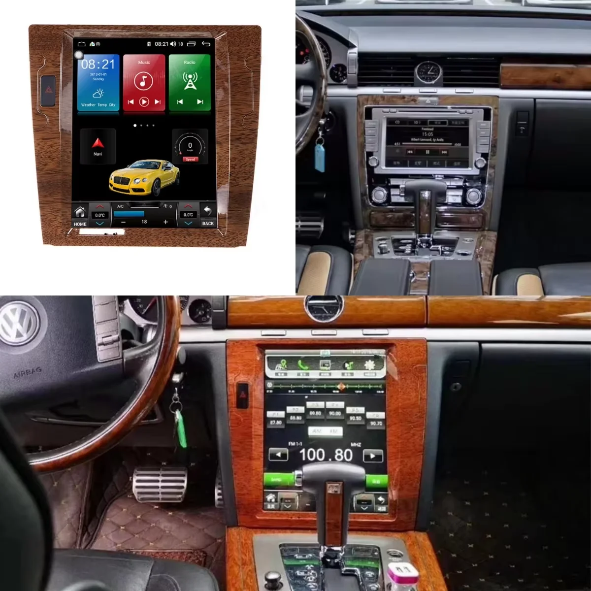 AA 12.1 Inch AI Voice Screen Android 14 Auto Multimedia Car Radio Receiver For VW Phaeton 2003~2013 GPS Navigation IPS Head Unit