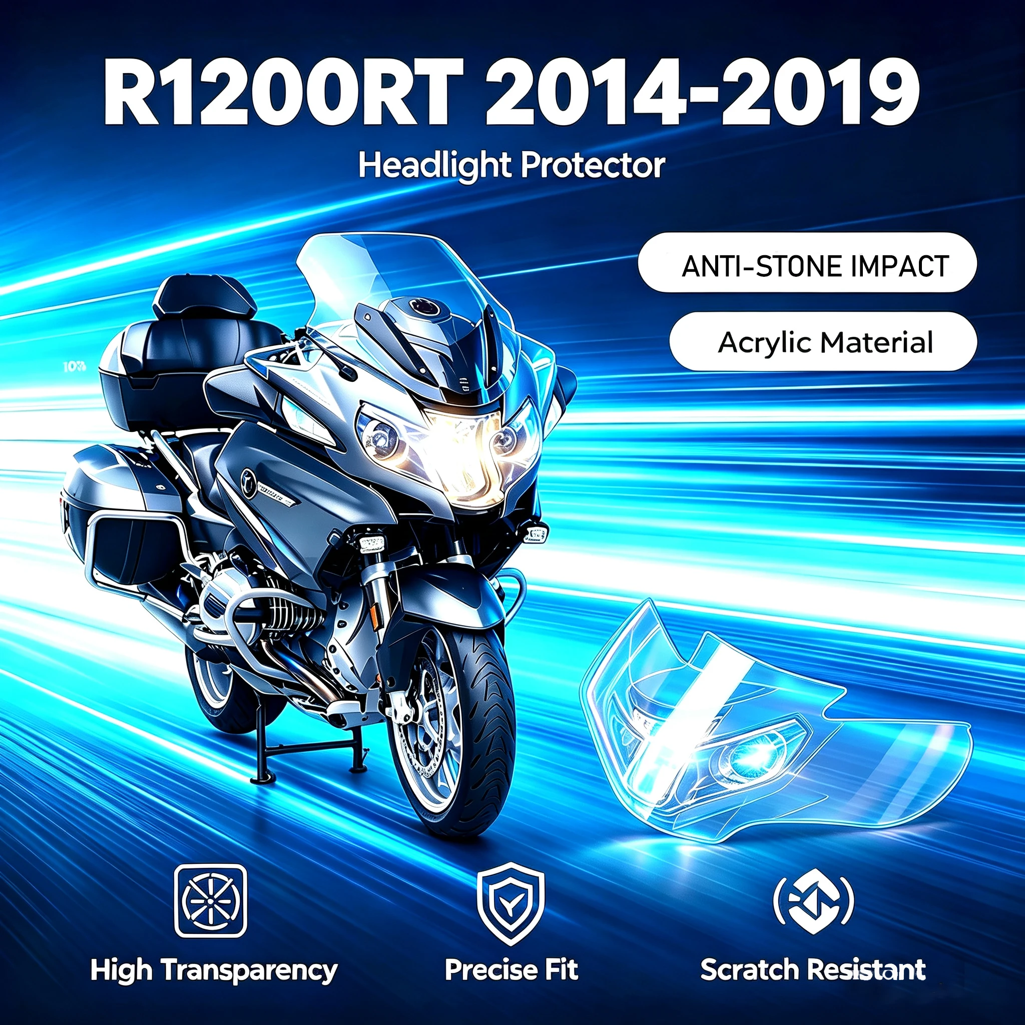 Motorcycle Headlight Guard Cover For R1200RT 2014-2019 Transparent Acrylic Protection Waterproof Accessories