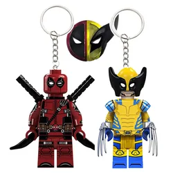 Disney Deadpool & Wolverine Keychain Superhero Creative Building Blocks Cartoon Pendant Bag Keychain Accessories Toys Fans Gift