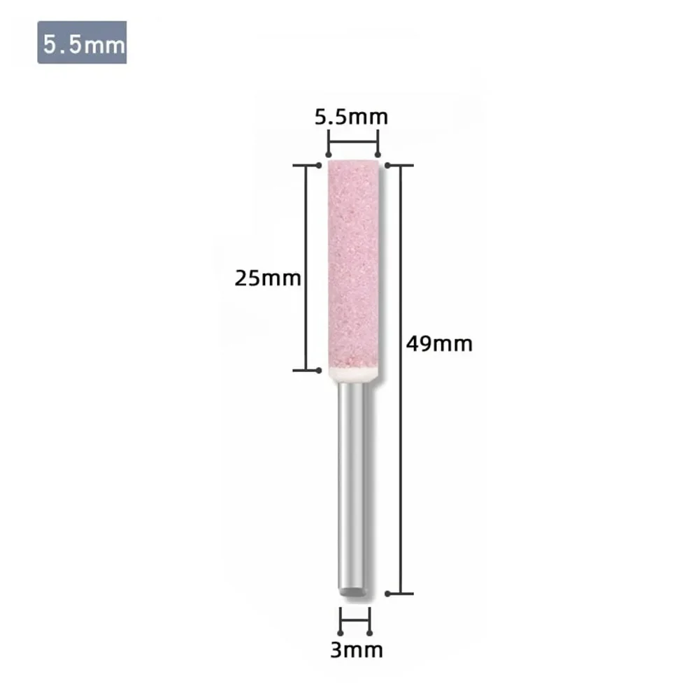 6Pcs Chainsaw Sharpener Grinding Head 4/4.8/5.5mm 3mm Shank For Stone File Grinding Tools Electric Grinder Garden Tool Parts