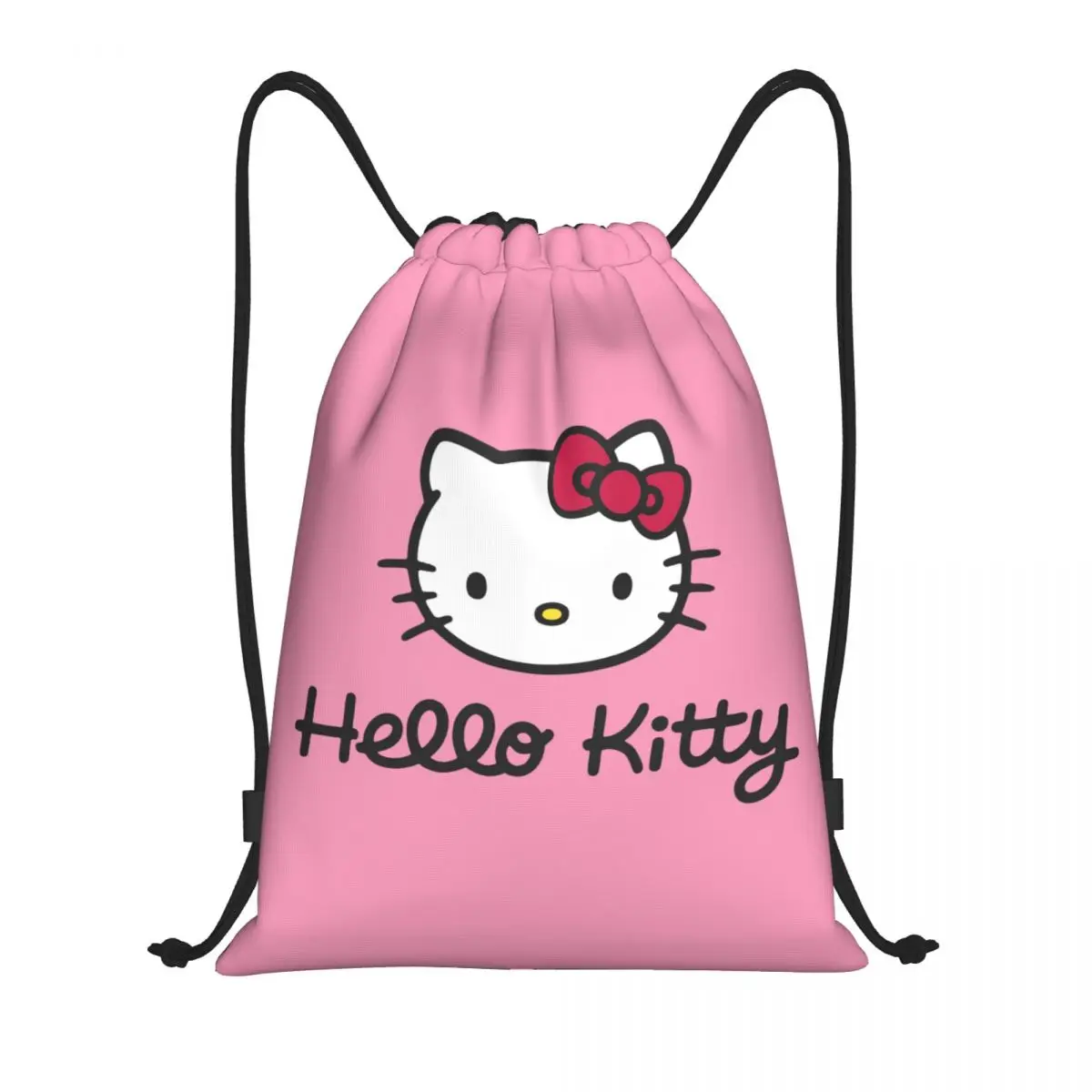 Custom Hello Kitty Logo Drawstring Bags Men Women Portable Sports Gym Sackpack Kitty White Training Storage Backpacks