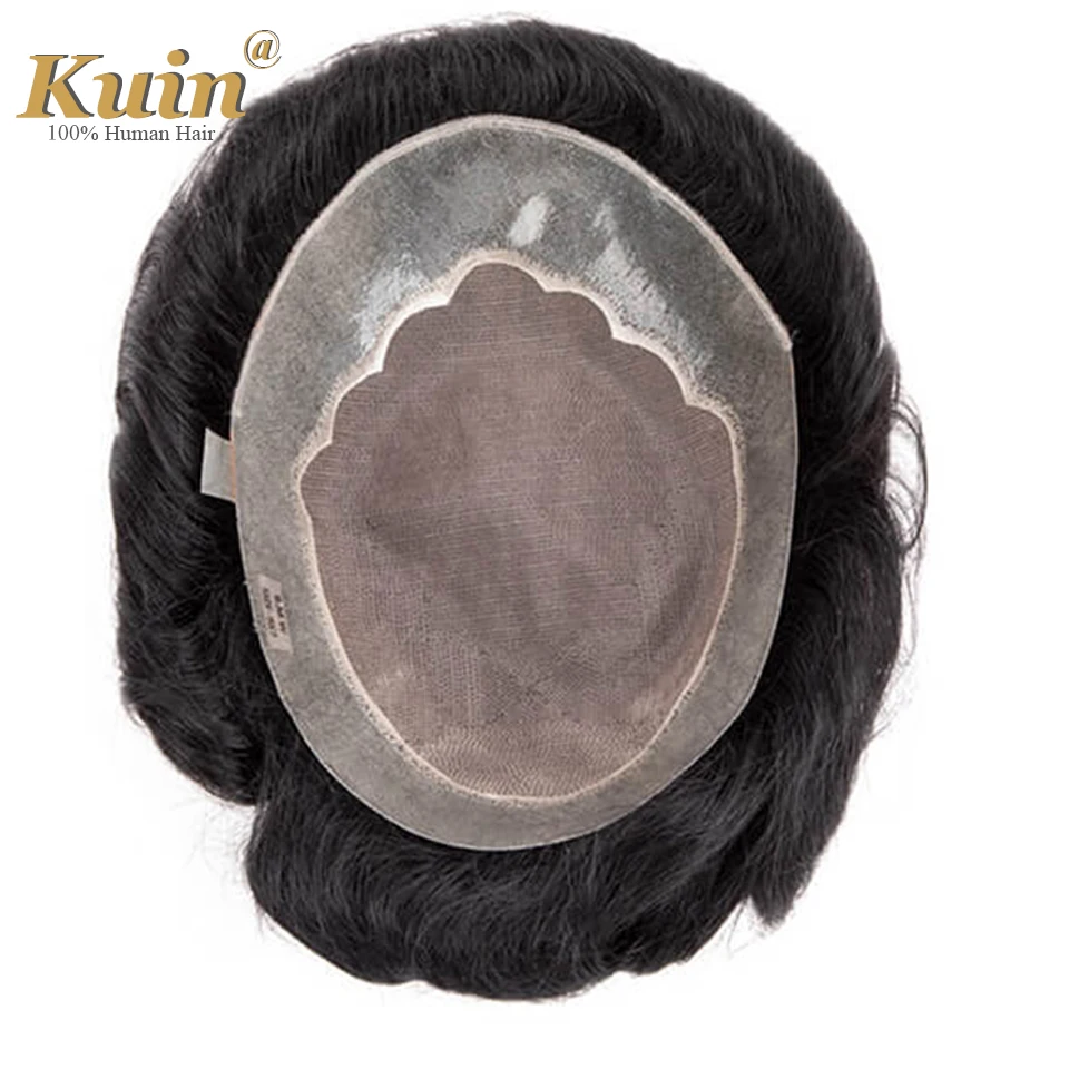 Male Hair Prosthesis Toupee Mono PU Durable Men Wigs 6