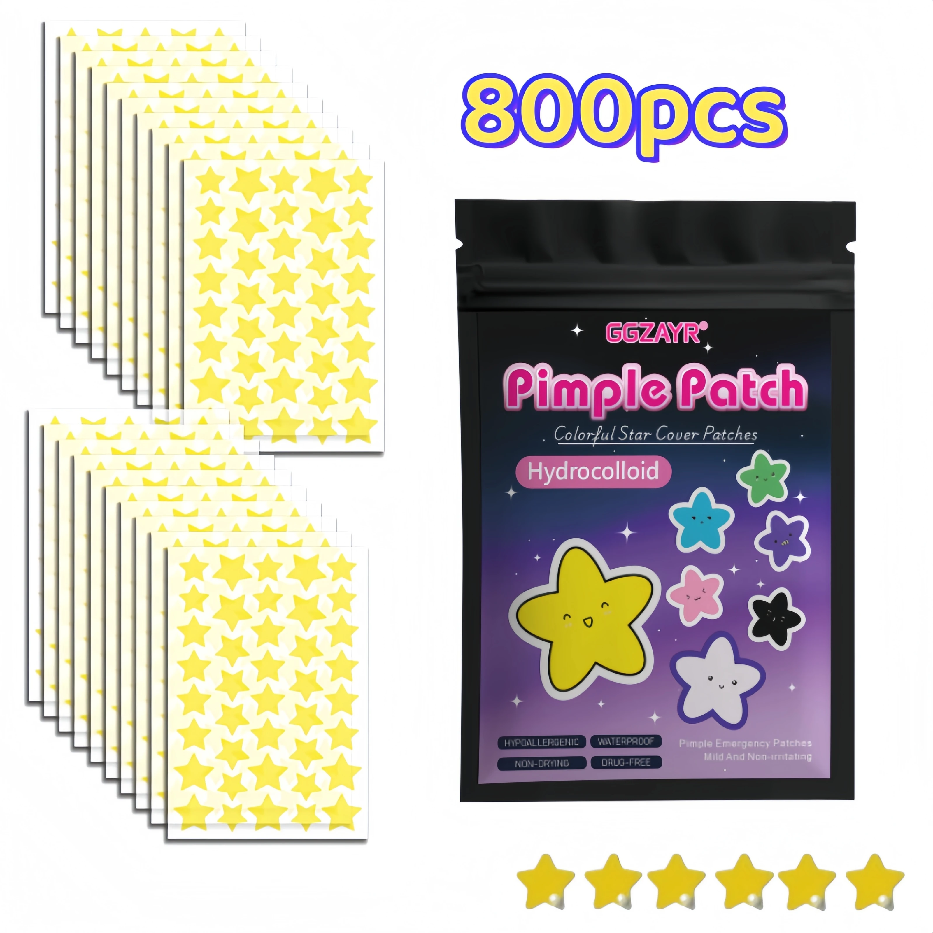 400/800 Adesivos Hidrocoloides Invisíveis para Acne e Espinhas - Adesivos para Manchas Faciais, Cuidados com a Pele, Cicatrização Rápida, Cobertura pa