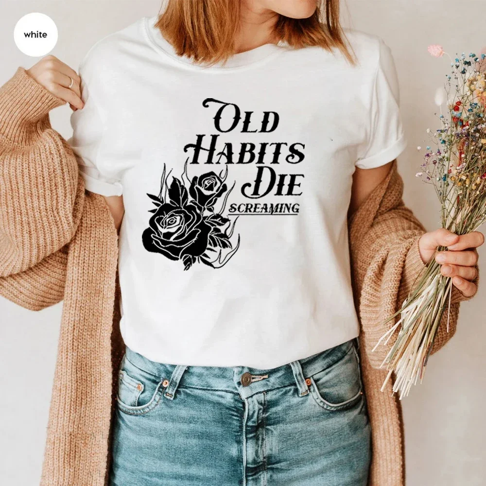 Music Album tshirt Old Habits Die Screaming The Tortured Poets Department Black Dog TTPD Tee Women\'s Graphic Top Casual shirt