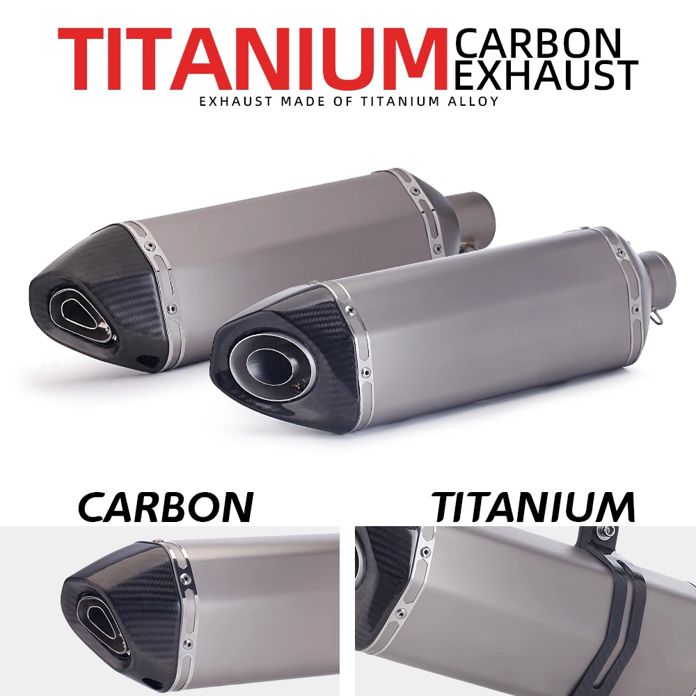 51mm universal motorcycle exhaust muffler for zx6r cbr500r R6 z900 R3 moto bike exhaust Titanium Alloy carbon