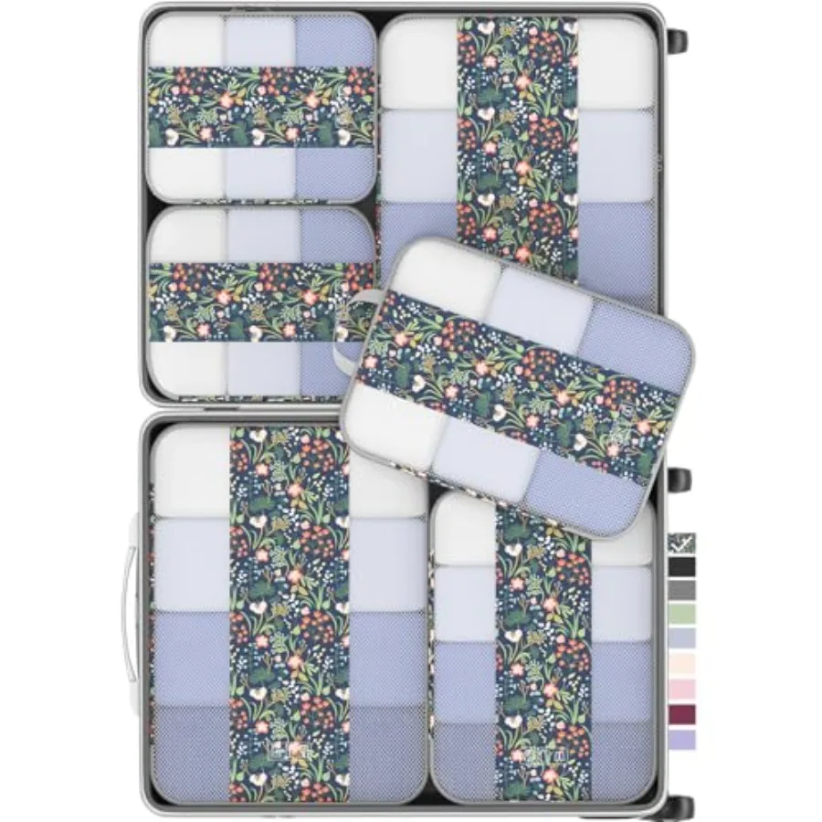 

Набор из 6 компрессионных упаковочных кубов для путешествий, сжимаемые расширяемые органайзеры для багажа, темно-синие, Flo