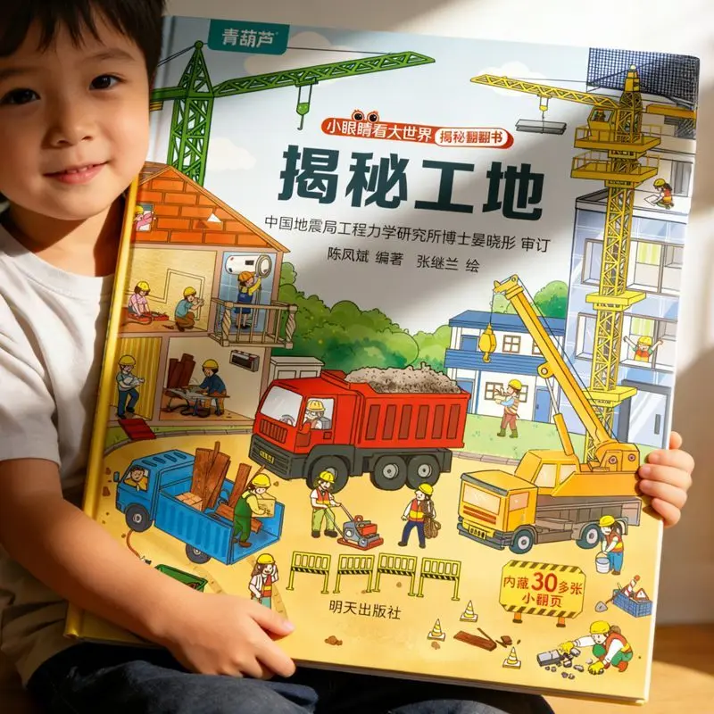 Reveal the secrets of flipping through book construction sites 2-6 year old children's early education reading kindergarten hard