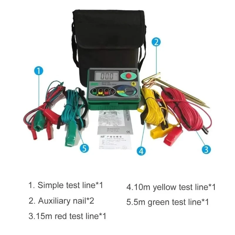 DY4100 Digital Ground Resistance Tester Earth Ohm Meter 0 2000Ω for Lightning Protection Solar System