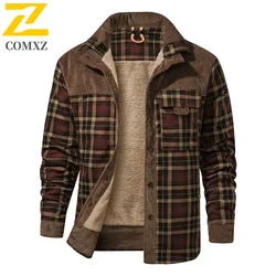 Giacca da uomo in cotone autunno inverno nuova stampa a quadri caldo Casual Business Office cappotto con risvolto da uomo vestiti di cotone anziani di mezza età