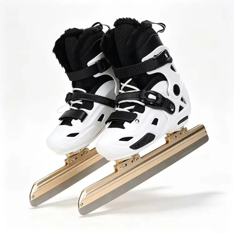 2027 Adjustable Speed Skating Ice Skates Adult Beginner Carbon Steel Blade Aluminum Frame Outdoor Ice Skate Boots Size 36-45