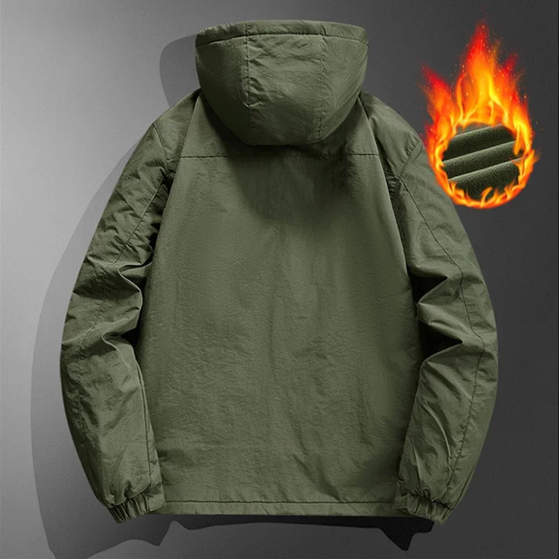 New Windbreaker Men Tactical Jacket Waterproof Outdoor Hooded Coat Sports Military European Size M-5XL Field Climbing