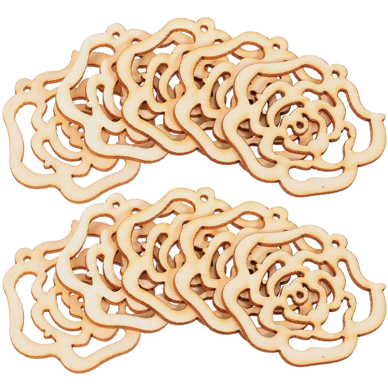 

10pcs Wooden naments Hollow Rose Design Christmas Wedding Decor DIY Crafting Blank Wood Slices Laser Cut Veneer Smooth Finish