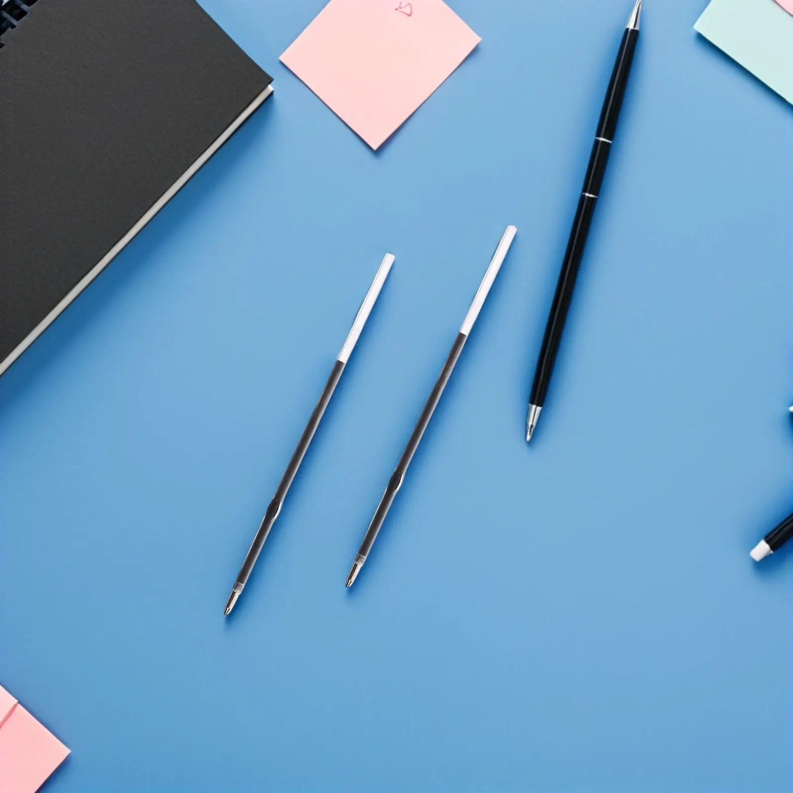400Pcs Office Ballpoint Pen Refills 0.7mm Black Ink Fast Drying Consistent Flow Replaceable Core Ideal for Signatures Detailed