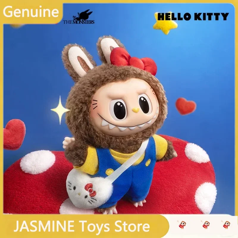 

Оригинальный POP MART The Monsters X Sanrio Family Labubu Hello Kitty Kuromi: Виниловая плюшевая кукла-брелок, таинственная коробка, милые игрушки, подарок для девочки