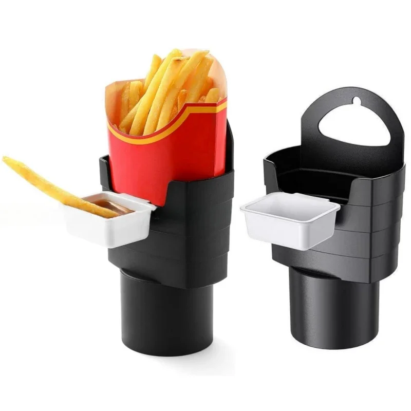 Soporte para patatas fritas para coche con estante para salsa de tomate, caja para condimentos, soporte para teléfono móvil, estante de almacenamiento, soporte Interior para coche, caja para aperitivos