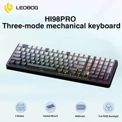 LEOBOG HI98PRO 측면 조각 기계식 키보드 트라이 모드 가스켓 맞춤형 알루미늄 사일런트 효과 핫 플러그 ​​전자 스포츠 게임 키보드