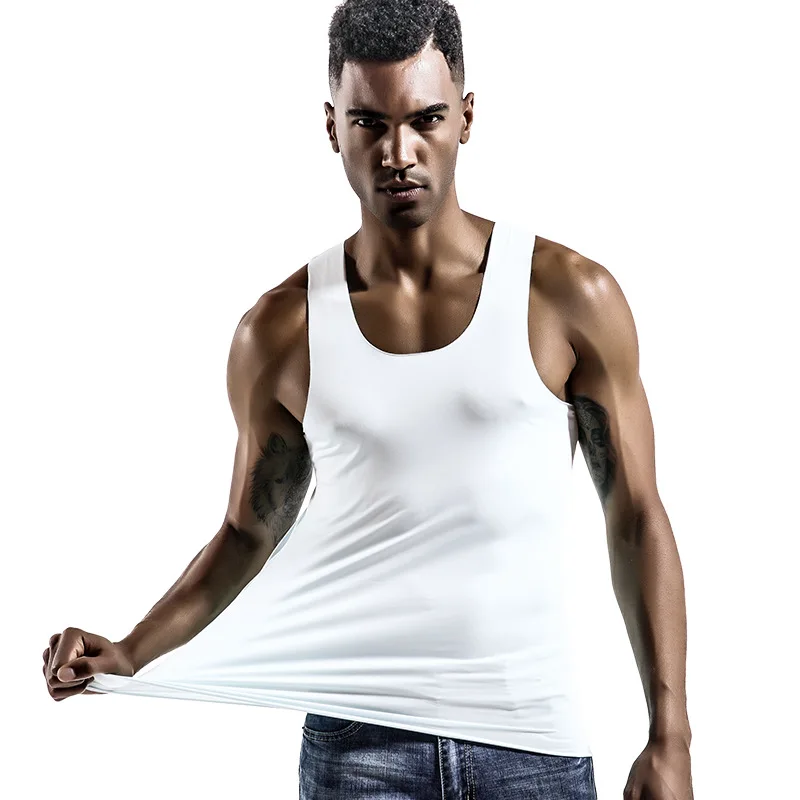 Men's Vest, Ice Silk, Seamless, Fitness, Summer, Slim Fit, Tight-Fitting, Breathable Underwear, Youth Sports, Sleeveless Undersh image 5