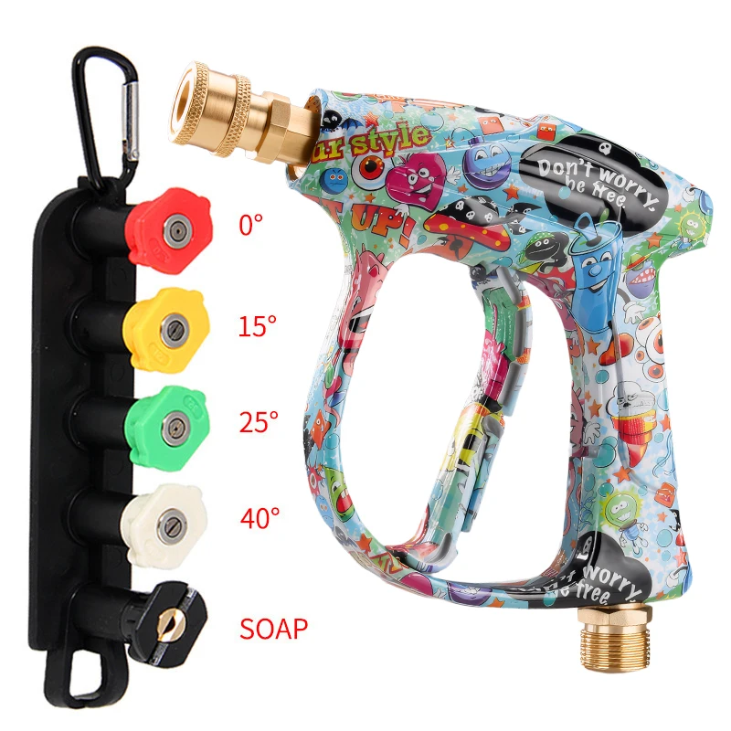 2026 New Graffiti High Pressure Washer Gun, Aluminum Valve Copper Head, 5-Color Nozzles, 1/4