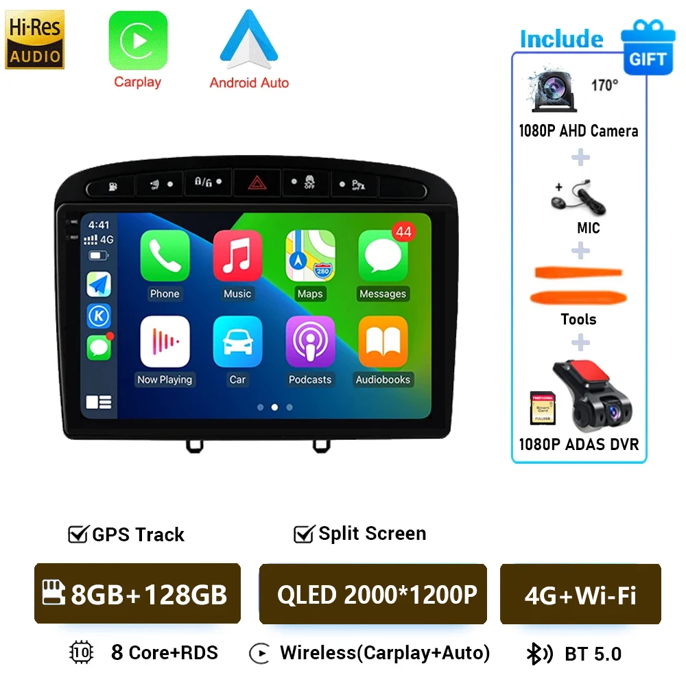 Android 16 Voor Peugeot 308 308SW 408 2012-2020 2K QLED Stereo Autoradio Multimedia Video Player GPS AI Voice CarPlay 4G DSP