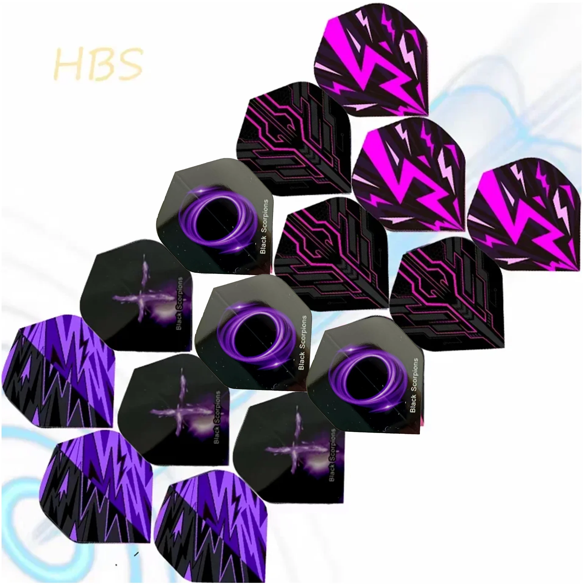 

15 шт. стандартные аксессуары для дротиков в форме листа, летный хвост 4,4 × 3,6 см/1,73 × 1,42 дюйма, 5 стилей, доступная фиолетовая серия