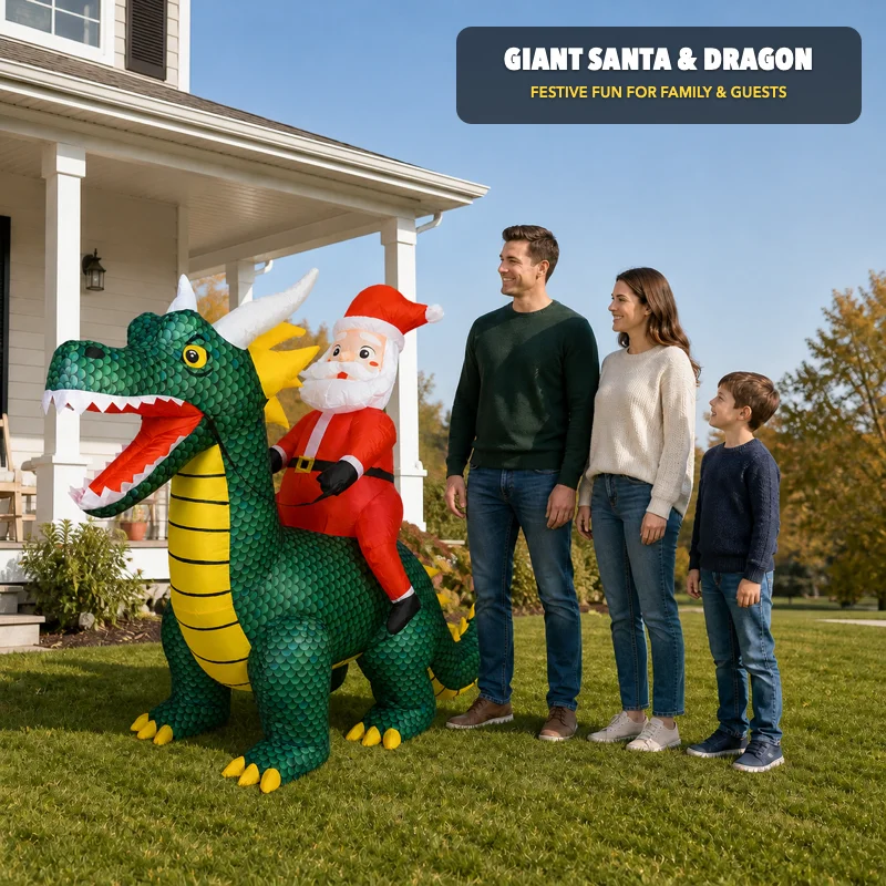 Inflatable Santa Dinosaur Decoration 4