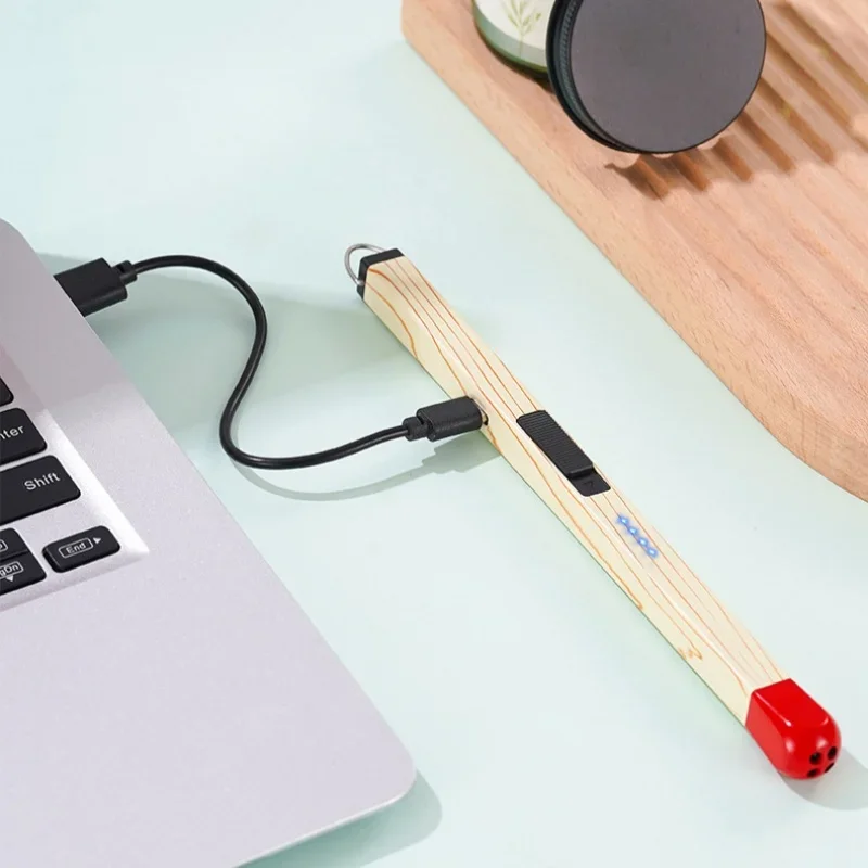 New Windproof USB Arc Extended Match Lighter Portable Pendant Charging Matchstick Aromatherapy Kitchen Camping Lighter