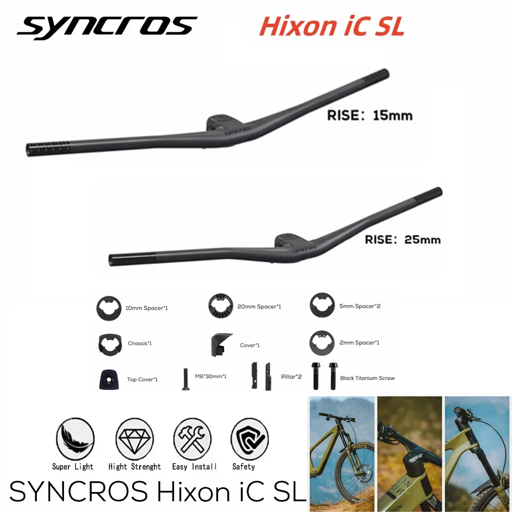 

SYNCROS MTB Handleba HIXON IC SL RISE For Sparks Frame 4 or 5degrees Rise 15 or 25mm Rise Full Carbon Fiber Integrated Cockpit