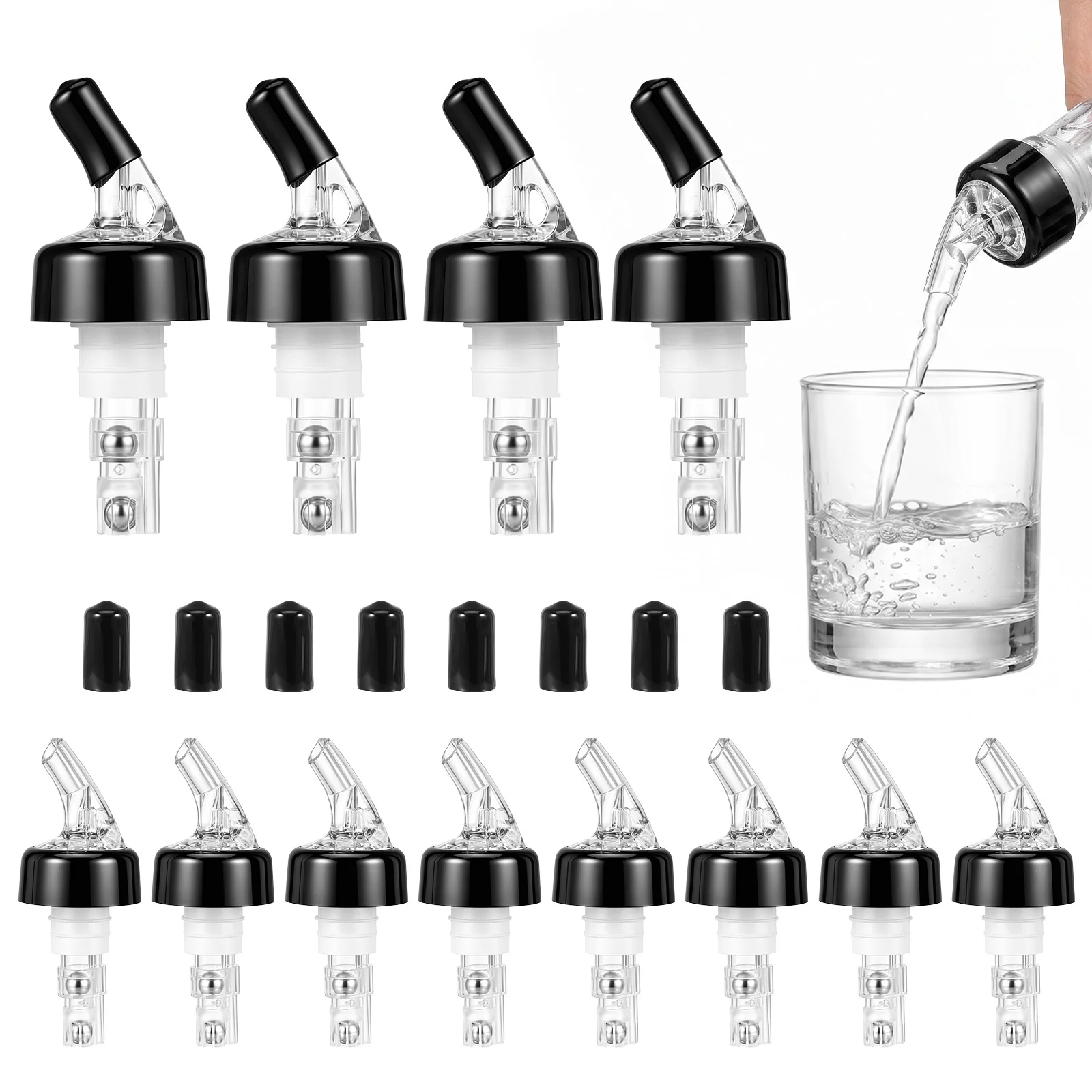 12 Pcs Automatic Measured Bottle Pourer Quick Shot Spirit Measure Pourer Drinks Wine Cocktail Dispenser Home Bar Tools 1oz