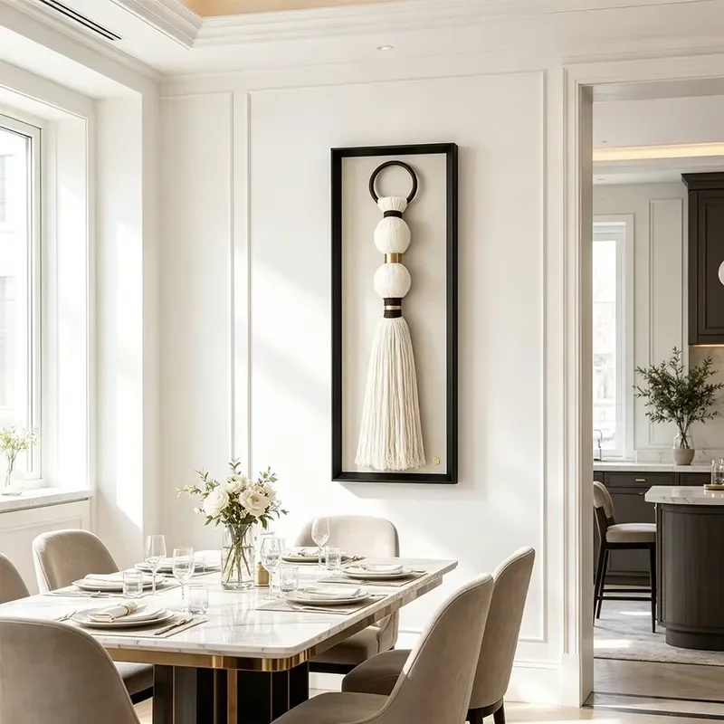Premium hand-woven cotton textured fringed lace tapestries for neutral, organic and minimalist interiors