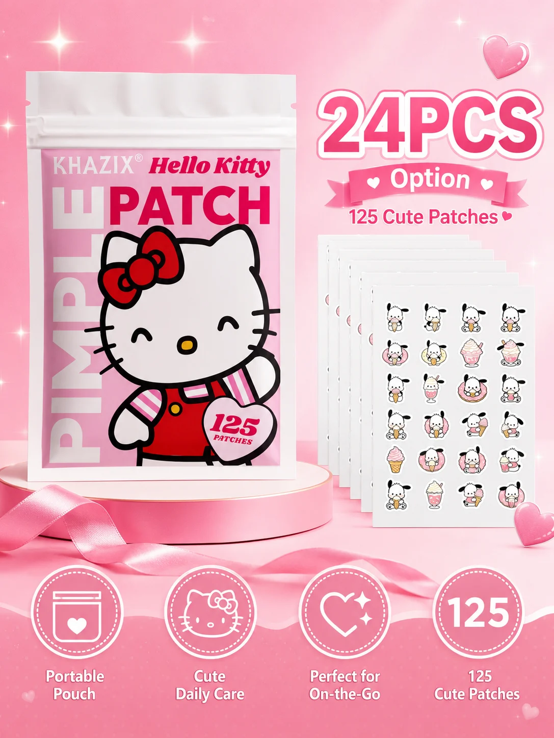 Patchs anti-acné Sanrio, autocollants hydrocolloïdes pour les boutons, patchs mignons pour le soin du visage à usage quotidien