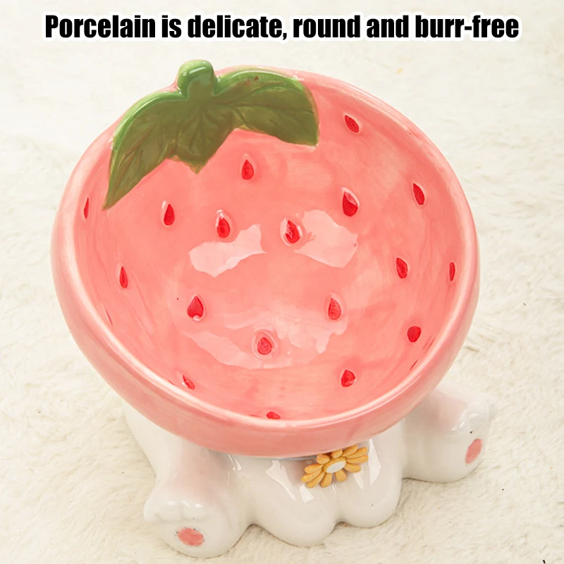 Cat Fruit Ceramic Bowl Elevated Pet Food Water Bowls Raised Small Dogs Tilted Drinking Eating Feeders Puppy Cats Accessories