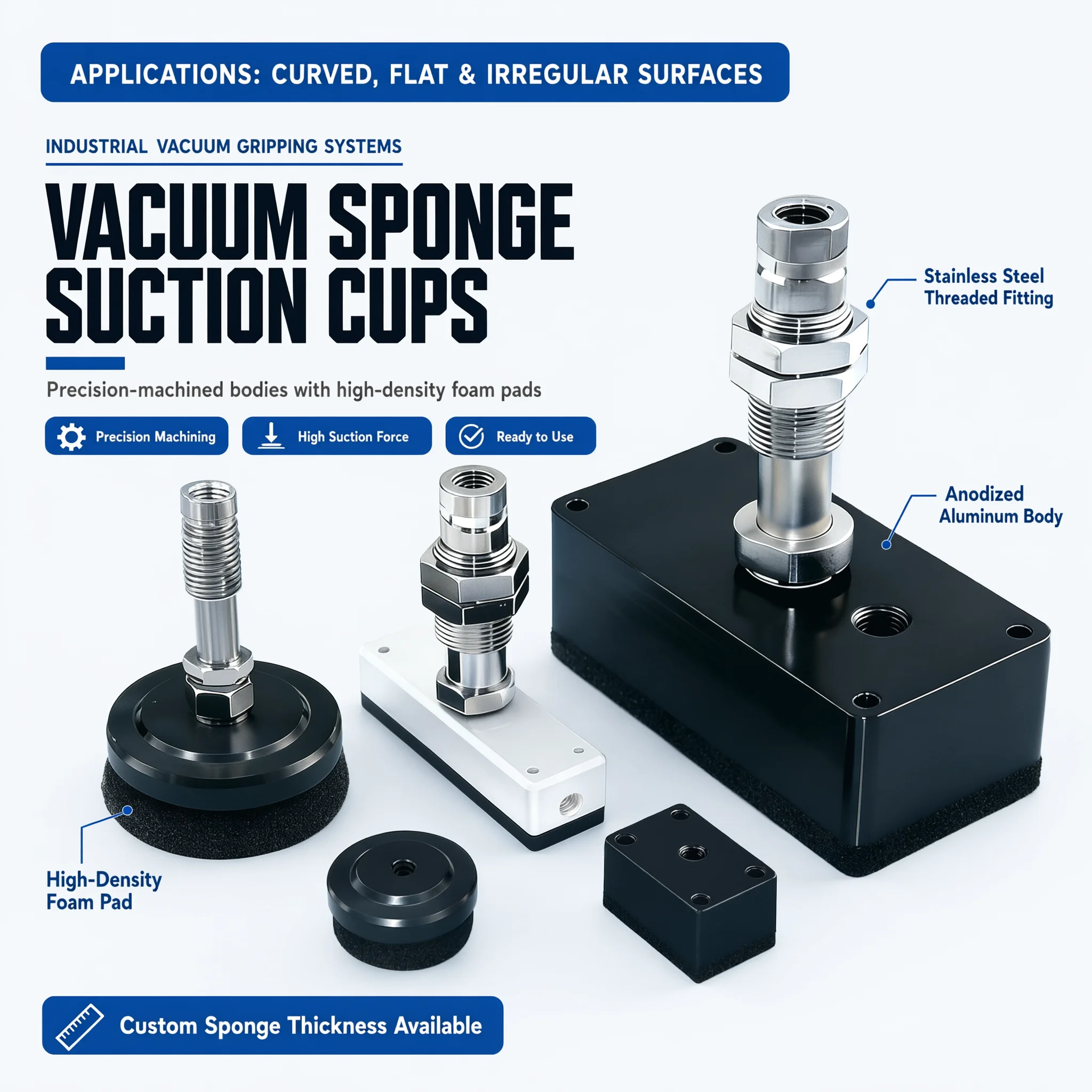 HXN Oval CLK Round Vacuum Suction Cup Pad with Spring Plunger Level Compensator Buffer Bracket Set for Robot Gripper