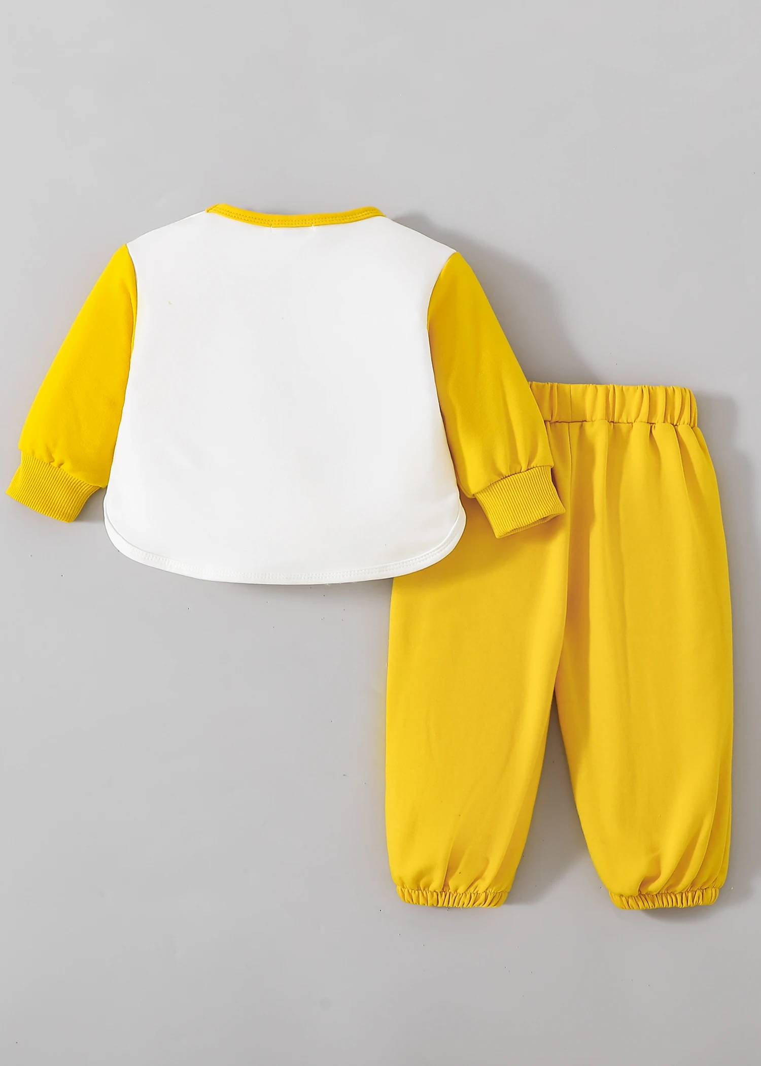 Baby Spring Autumn Cartoon Dog Two-Piece Set with Color Block Ear Long Sleeve Top And Cuffed Pants Ensemble for Toddlers