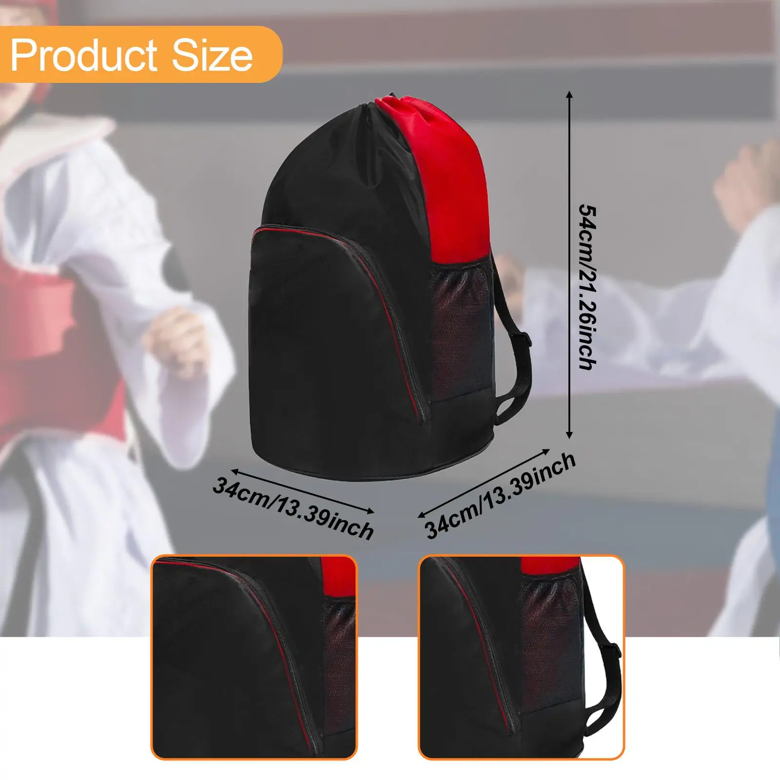 Taekwondo Bag for Kids Adjustable Shoulder Strap Waterproof Safety Backpack Karate Boxing Equipment Organizer