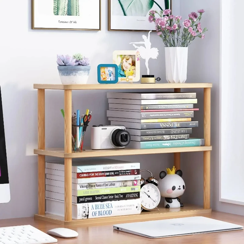 Multi-layer Partition Small Home Storage Holders Bookcase Wooden Shelf Desktop Racks Desk Children Storage Multi-fun Office Desk