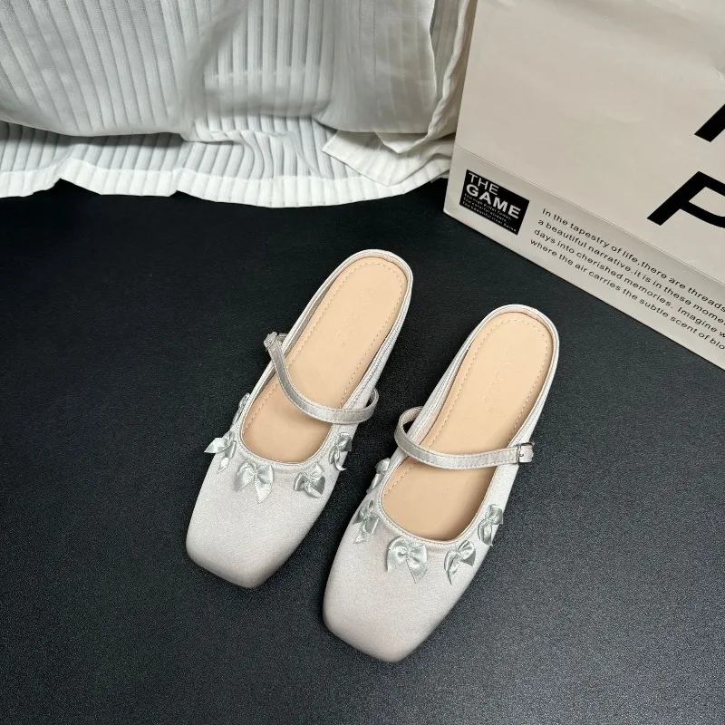 

New Women's Shoes Spring Fashion Slippers Designer Shoes for Women Ballet Flats French Square Toe Single Shoes Zapatos De Mujer
