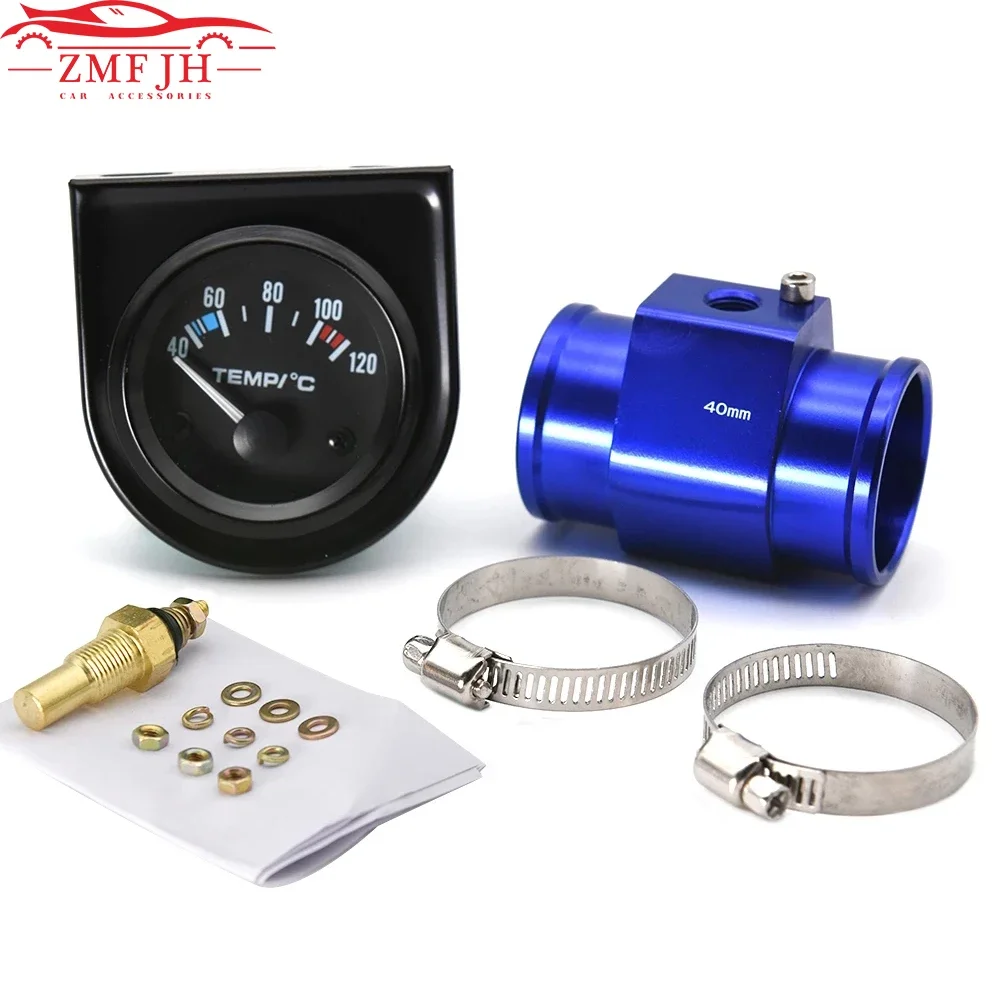 52mm Gauge Car Motor Water Temperature Gauge 40-120 C Water Temperature Gauge Adaptor Joint Pipe Sensor Radiator NPT 1/8