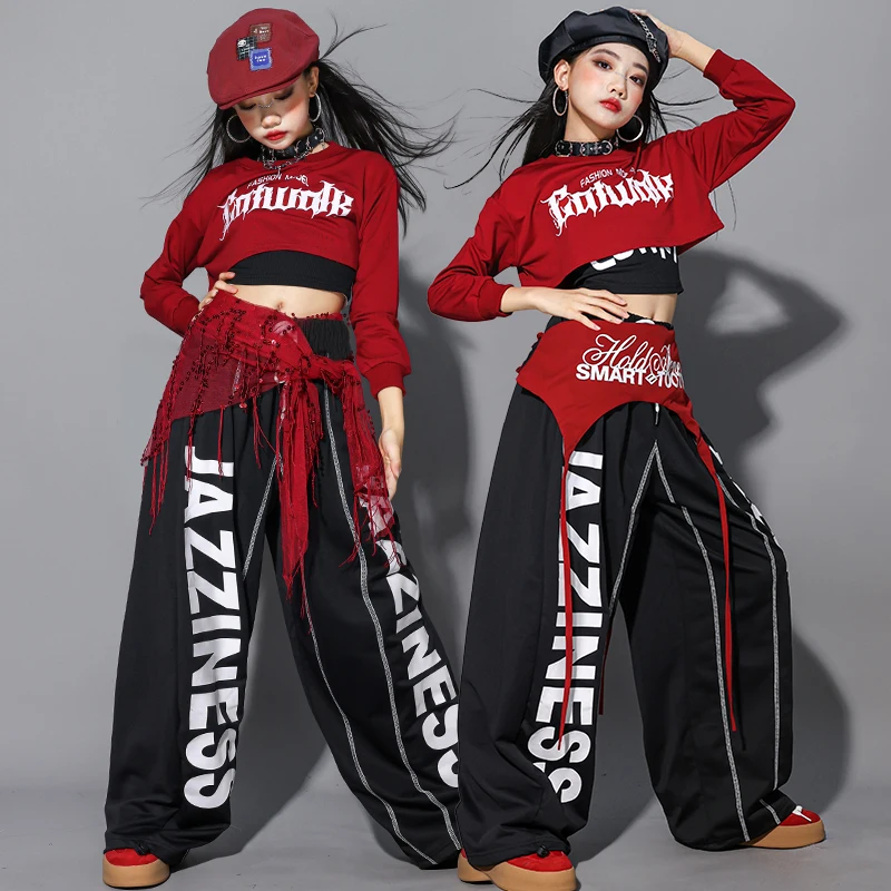 الأطفال الحديثة الجاز المحاصيل تانك القمم البلوز البضائع ركض الرقص السراويل الاطفال الهيب هوب الشارع الشهير زي فتاة مجموعة الملابس مجموعة #4