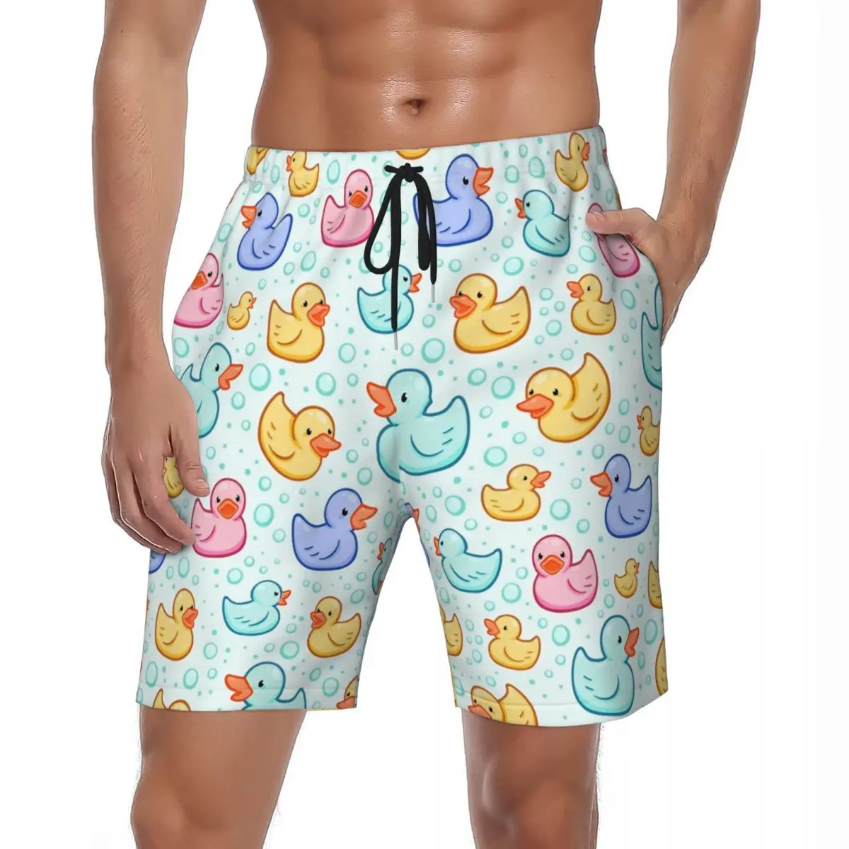 

Резиновые шорты для доски с уткой, летние красочные шорты для бега, серфинга, мужские быстросохнущие шорты с забавной графикой, большие размеры, плавки
