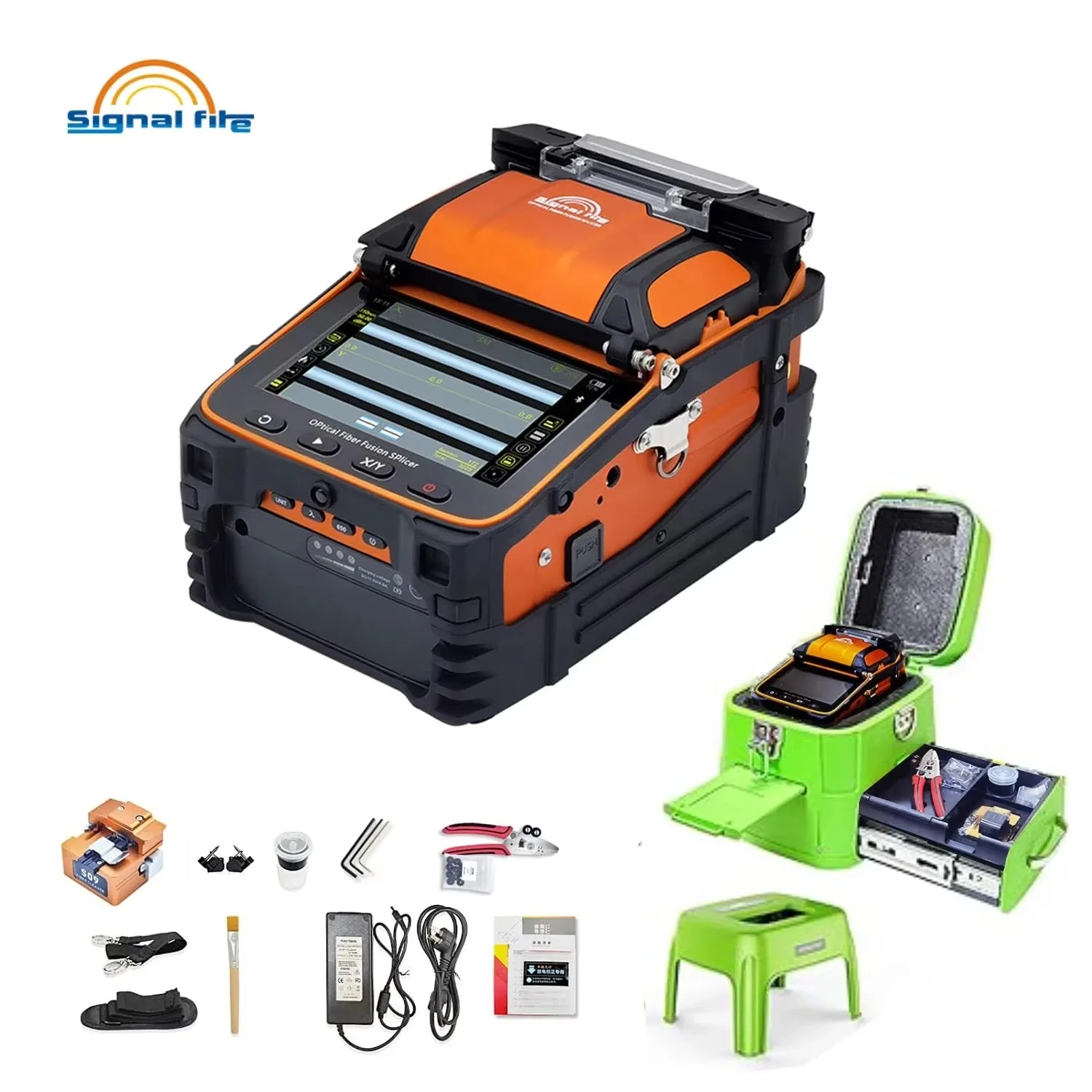 Signalfire AI-9 Fusion Splicer Machine 6 Motor 5S with VFL Optic Power Meter Tool Kits Telecommunication Fiber Optic Splicing