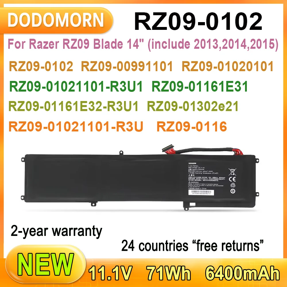 

New RZ09-0102 Laptop Battery For Razer RZ09 Blade 14 RZ09-0102 RZ09-00991101 RZ09-01021101-R3U1 RZ09-01161E32-R3U1 RZ09-01302e21