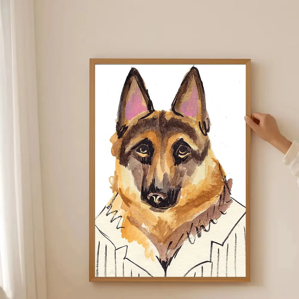 الراعي الألماني قماش جدار الفن الكلب صورة اللوحة الحيوانات الأليفة عاشق هدية ديكور المنزل الحديثة الحيوان صورة طباعة #3