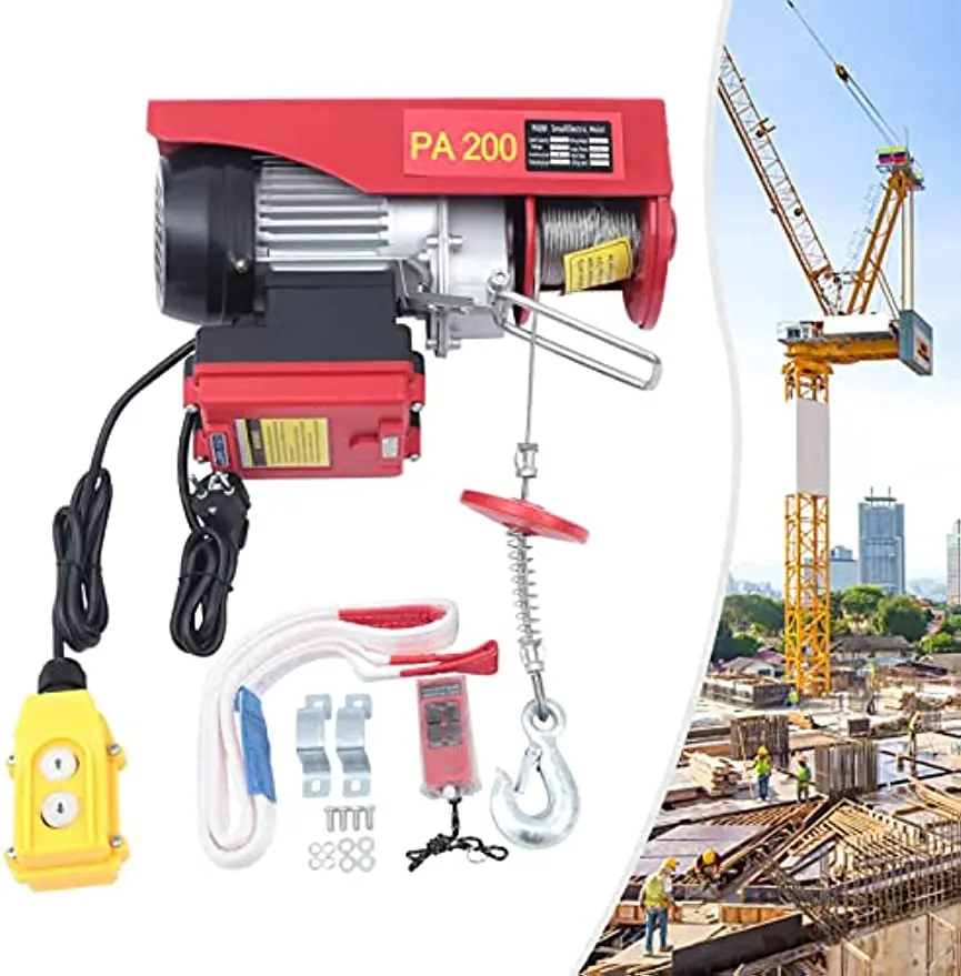 Motor Winch Lift Winch with Remote Control Cable Lifter 220lbs Pulley Crane Remote Controlled Cable Pulley