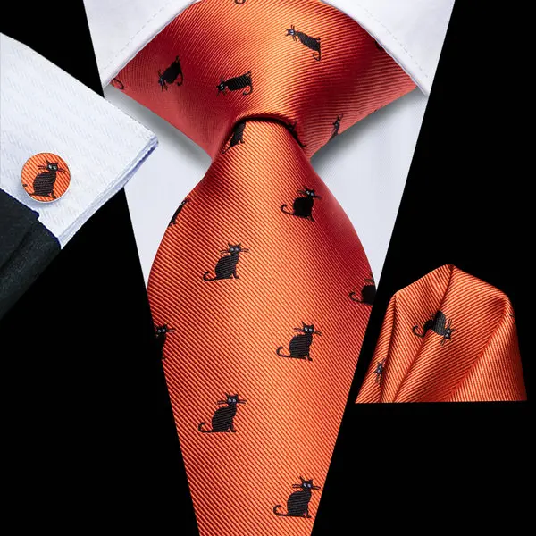 VERVEROW Assorted Dog Print Necktie Handkerchief Cufflinks Kit Multi‑Color For Office Party Dating Men Gift
