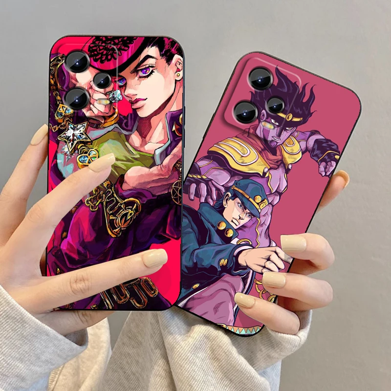 J-JoJo Bizarres A-Adventure For Xiaomi Redmi Note 13 12R 12 12S Turbo 11 11T 11S 10 10S Pro Plus 5G Black Soft Phone Case