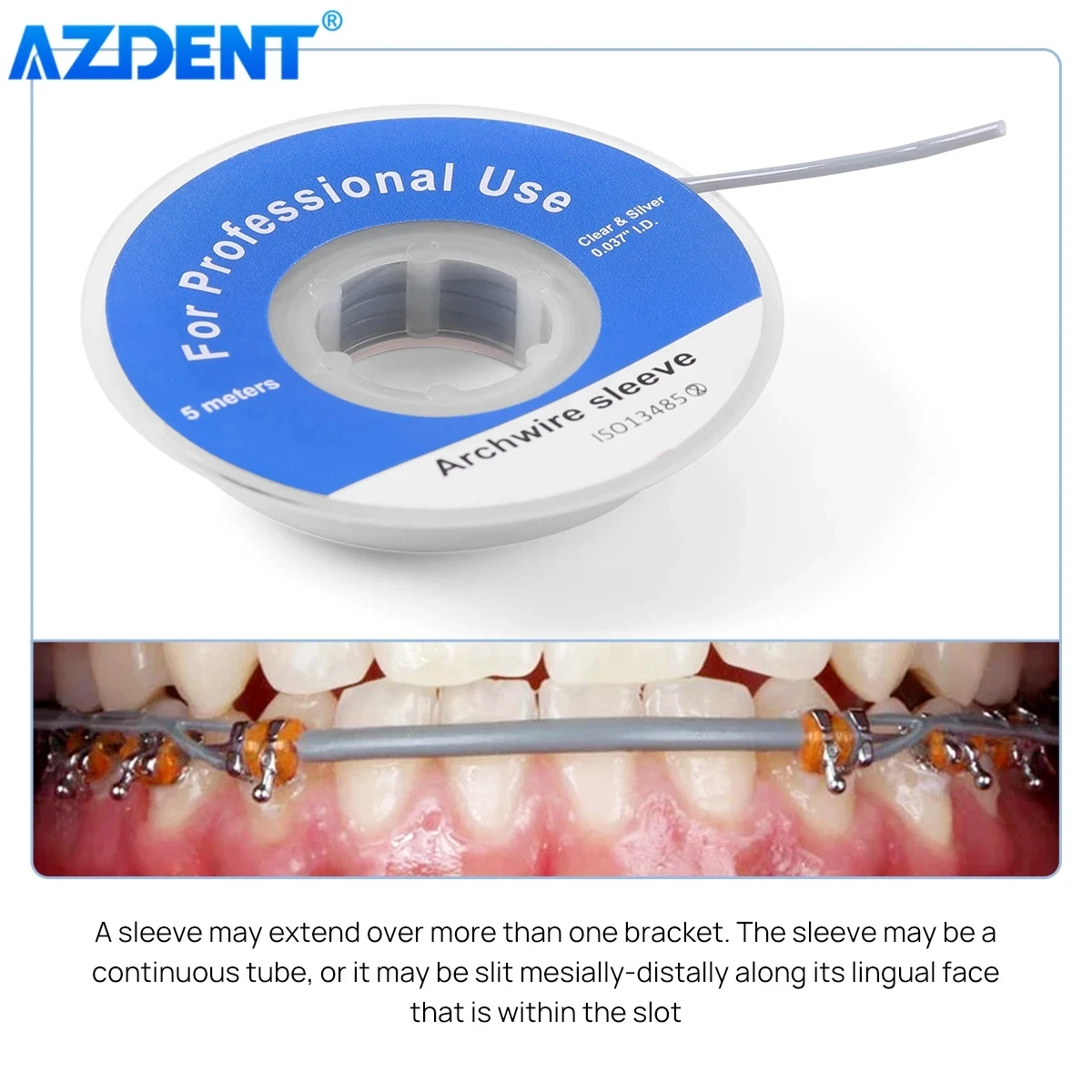 5 m/rollo de envoltura de alambre de arco elástico de ortodoncia Dental, tubo AZDENT, cánula de plástico I.D 0,037 \