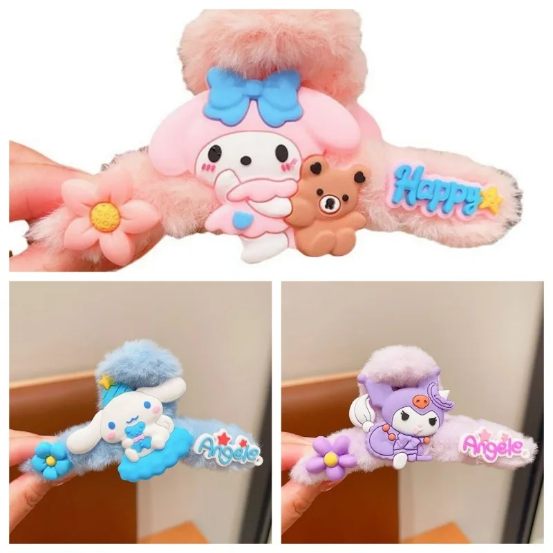 Sanrio Cinnamoroll Cartoon Dolls Barrette Anime Action Figures Kuromi Cinnamoroll My Melody Decoration Q Figurals Cute Girl Gift